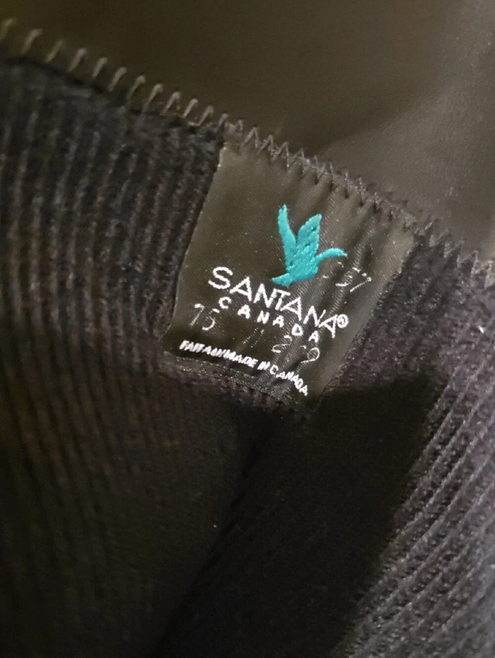 Vintage Santana Canada Black Leather Knee High Riding Boots Tall Zip - Size 7.5